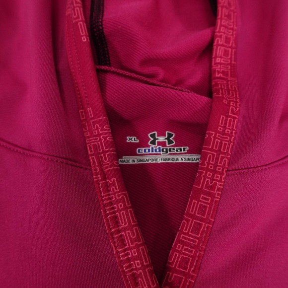 Under Armour Hoodie Womens XL Pink ColdGear V-Neck Pullover Stretch Thermal - Picture 3 of 12